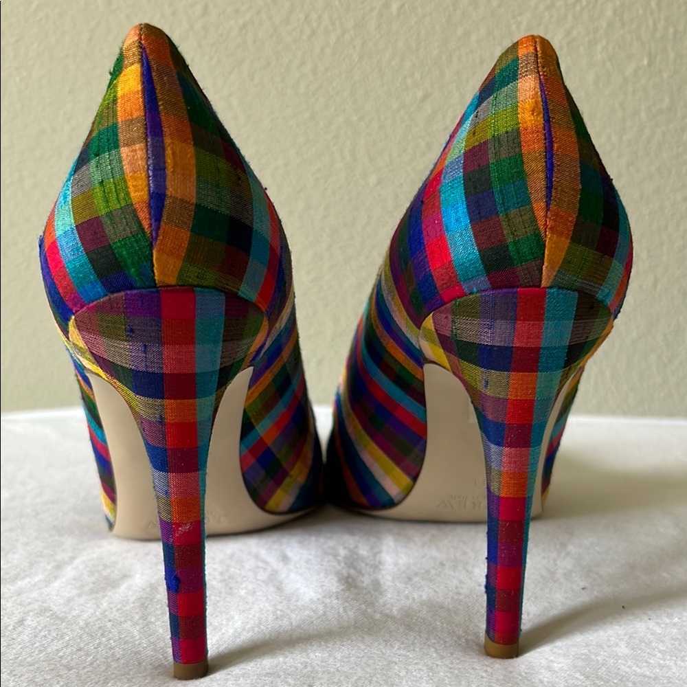 J. Crew Plaid Stiletto Heels Vibrant Pumps - Picture 3 of 7